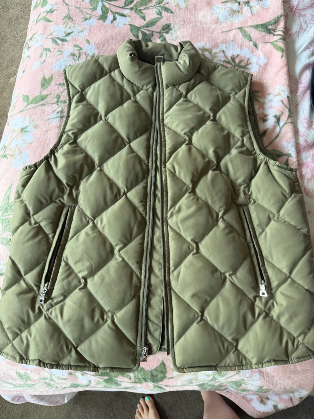 Tommy Hilfiger Quilted Olive Green Women's Vest Jacket